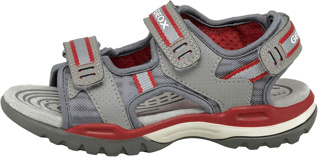 Geox Jungen J Borealis Boy DSandalen 28 EU Grau Grey Red C0051, 28 EU Grau Grey Red C0051