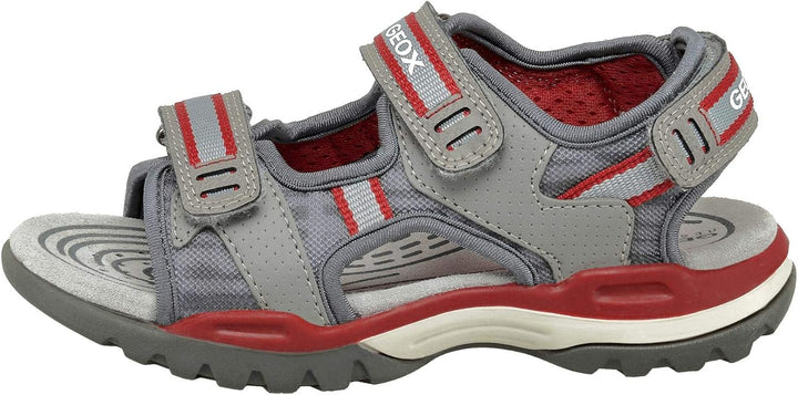 Geox Jungen J Borealis Boy DSandalen 28 EU Grau Grey Red C0051, 28 EU Grau Grey Red C0051