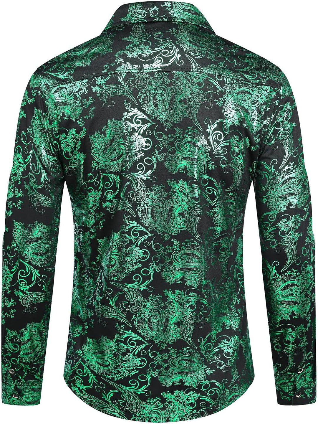 Allthemen Herren Jacquard Hemd Langarm Satin Freizeithemd Paisley Herrenhemd für Party Hochzeit XS G