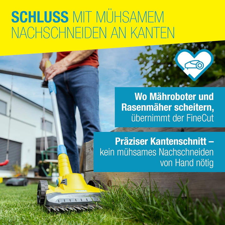 GLORIA Akku Rasen- und Kantenschneider FineCut 18V - Ergänzung für Mähroboter | Akku Rasenmäher/Rase