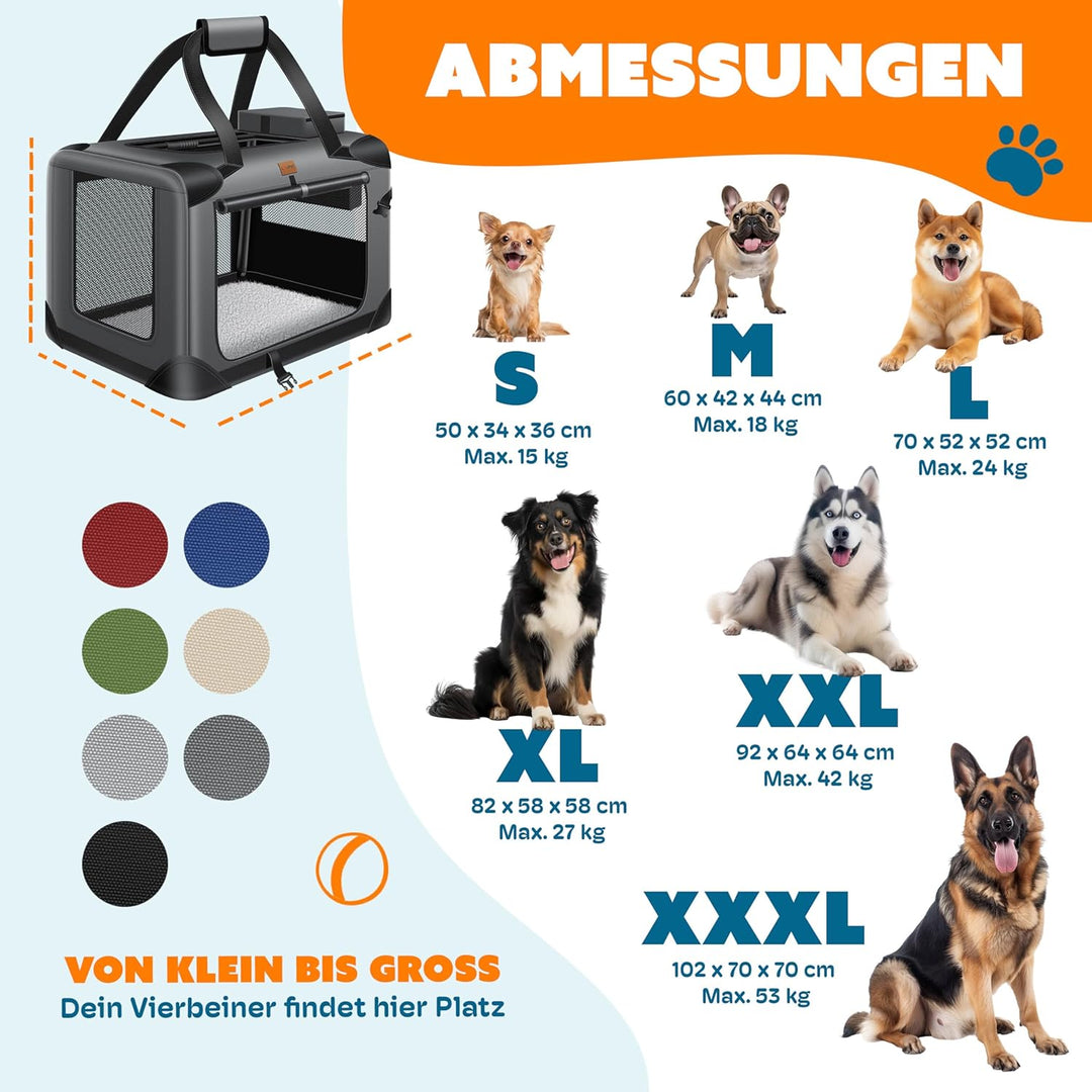 Lovpet® Transportbox Hund Katze Transporttasche S 49,5x34,5x35cm | Hunde-Tragetasche Faltbare Katzen