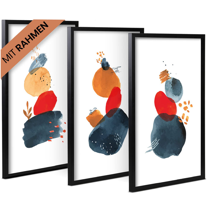 LENI LOTTE MIT RAHMEN | AUFHÄNGFERTIG | Premium Poster Bilder Set Wandbilder Wohnzimmer Bild Wanddek