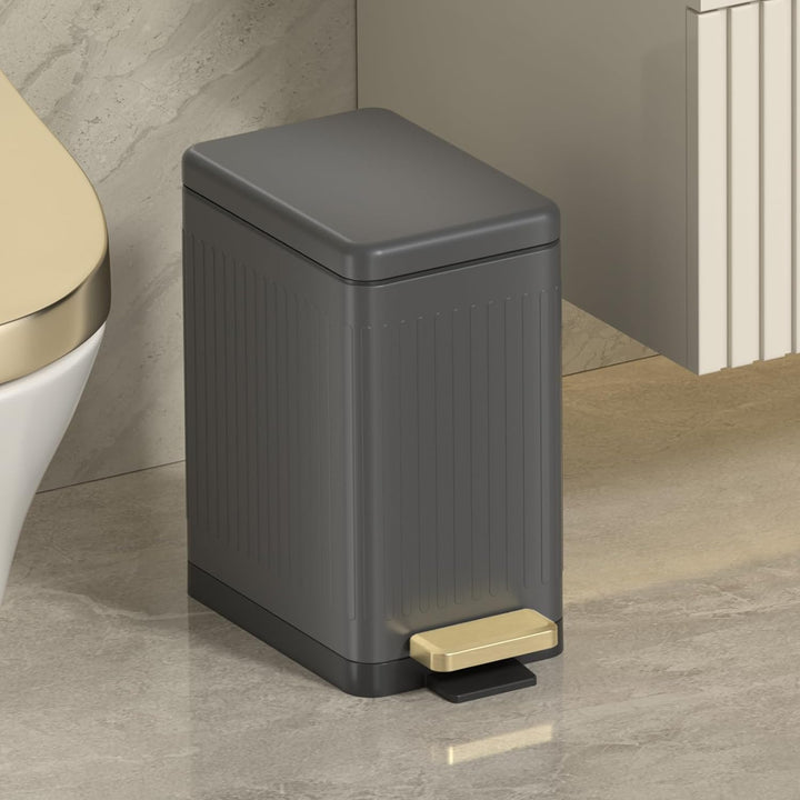 Mbillion Badezimmer-Mülleimer mit Deckel - Edelstahl Schritt Slim Abfalleimer, Metall-Abfallkorb 10L