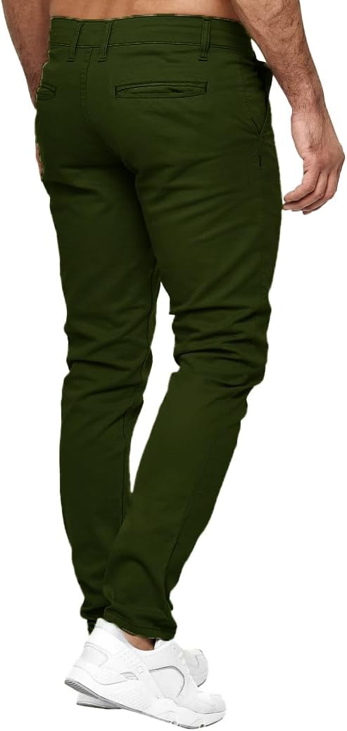 Elara Herren Chino Hose Stretch 29W / 30L Khaki, 29W / 30L Khaki