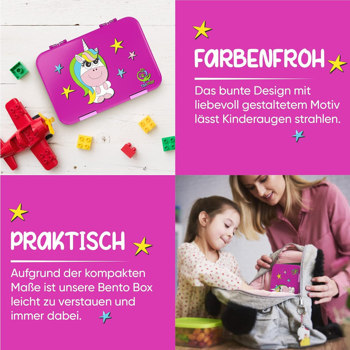 TAKWAY Brotdose Kinder mit Fächern 4+2 - robust & kinderfreundlich - Bento Box Lunchbox für KiTa Sch