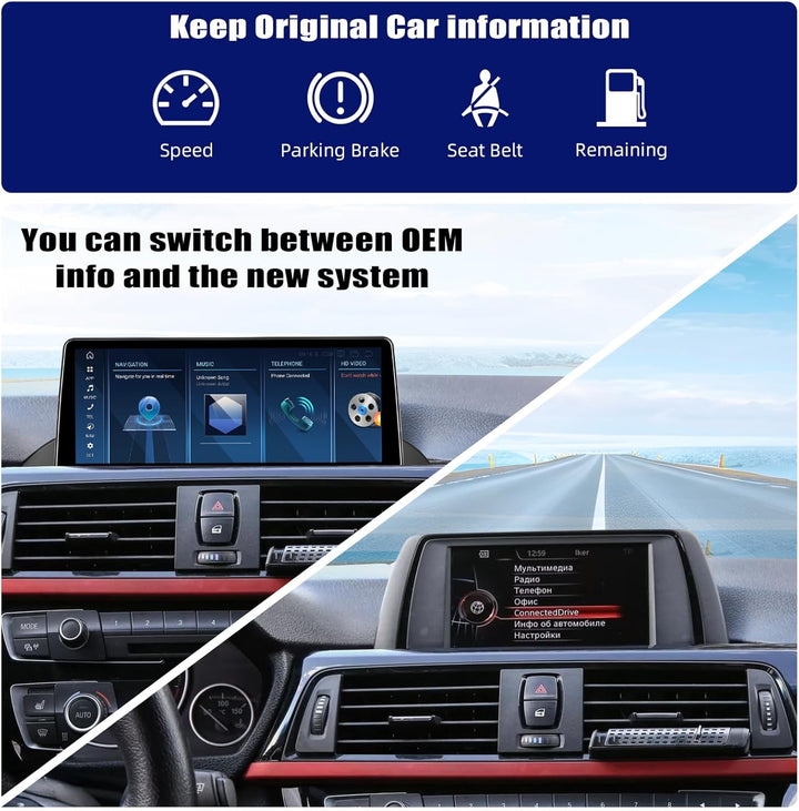 CAMECHO [8 Core 4+64G] Android 15 Qualcomm Autoradio für BMW Serie 3 4 F30 F31 F32 (2013-2017) für N