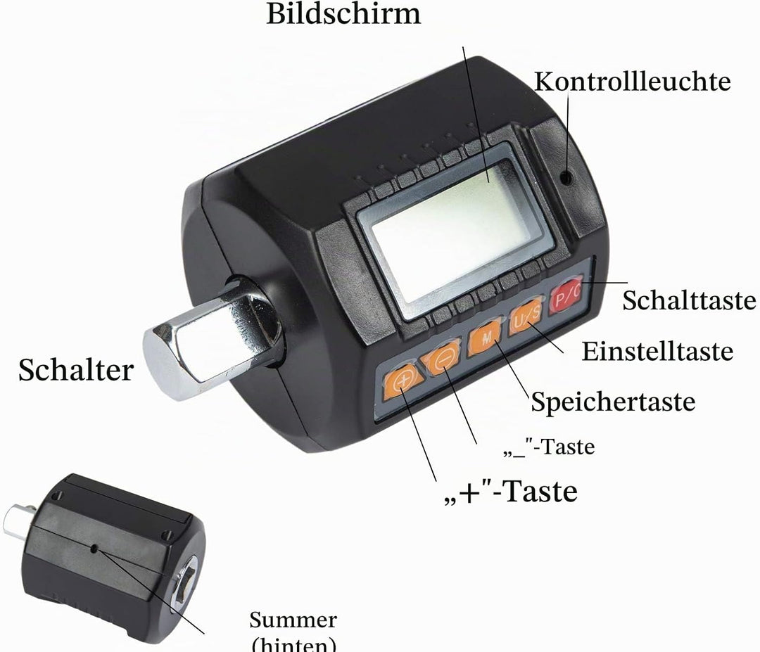 Beslands Digitaler Drehmomentadapter Grosser Bildschirm Digitalanzeige Drehmomentmesser Einstellbare
