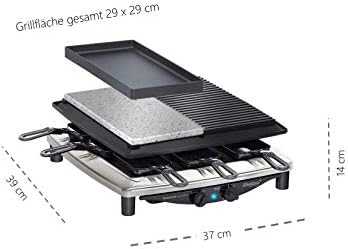 Steba Premium Raclette RC 4 Plus Deluxe Chrom | Made IN Germany | Antihaft-Druckguss-Grillplatte | N