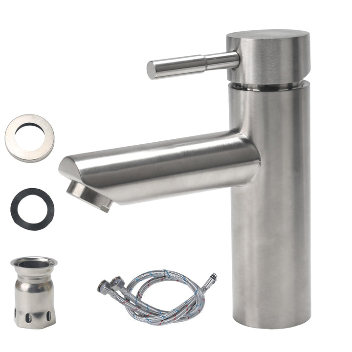 Wasserhahn Bad Edelstahl 304, Waschtischarmatur Infache Montage, Armatur Badezimmer mit Schlauch, Mi