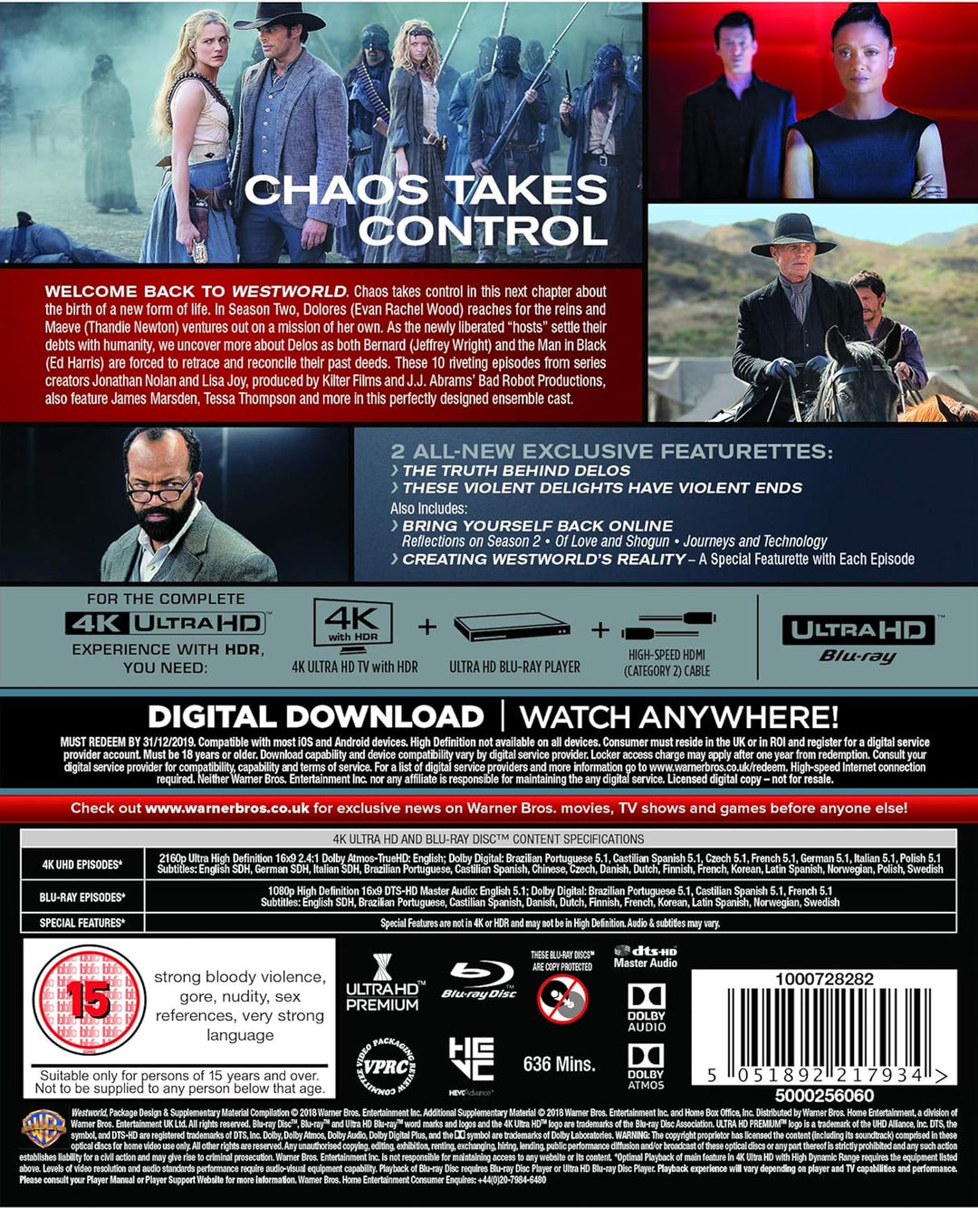 Westworld: Season 2 [4K Ultra-HD] [2018] [Blu-ray], 4K