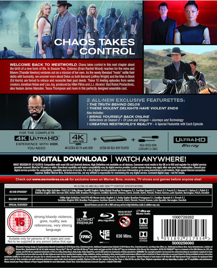 Westworld: Season 2 [4K Ultra-HD] [2018] [Blu-ray], 4K