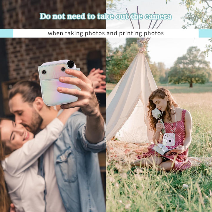 Kameratasche für Fujifilm Mini 12, PU-Leder Schutzhülle Kompatibel mit Instax Mini Instant und Digit
