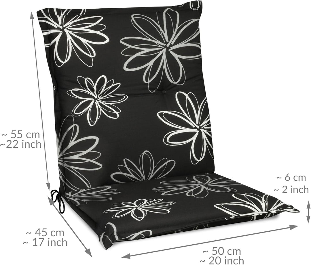 Beautissu Flores Niedriglehner Auflagen 6er Set für Gartenstühle – Sitzpolster 100x50 cm Gartenstuhl