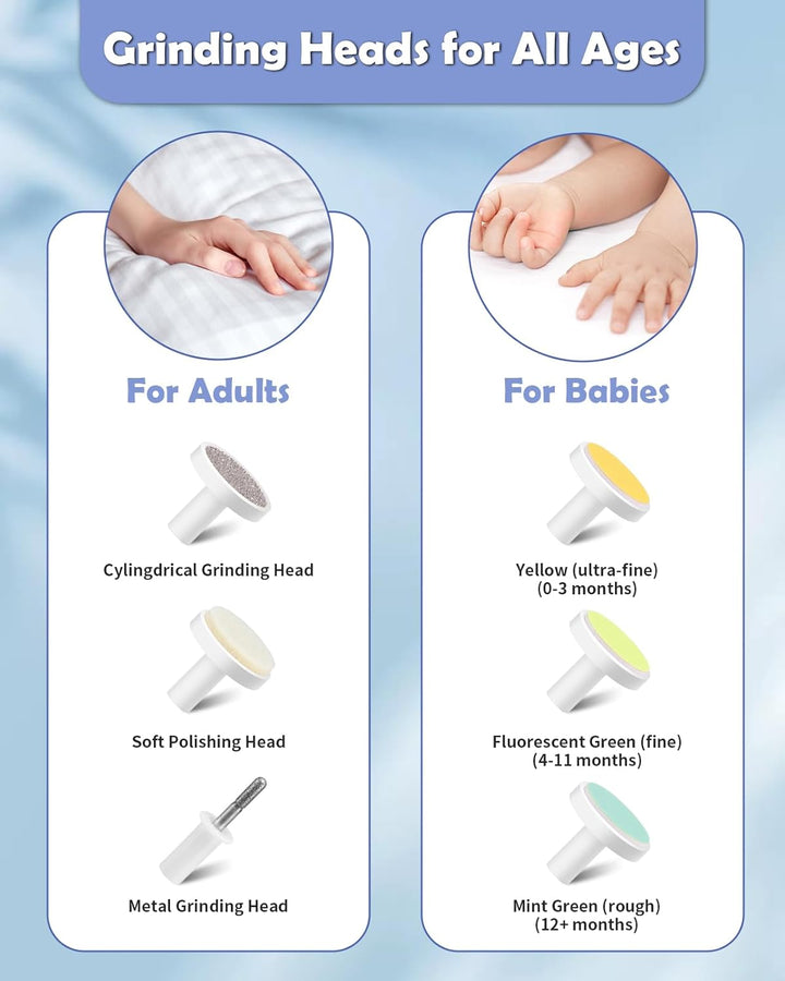 Lictin Baby Nagelfeile Elektrisch, Elektrische Nagelfeile mit 6 Schleifkopf, 26 in 1 Baby Nagelset m