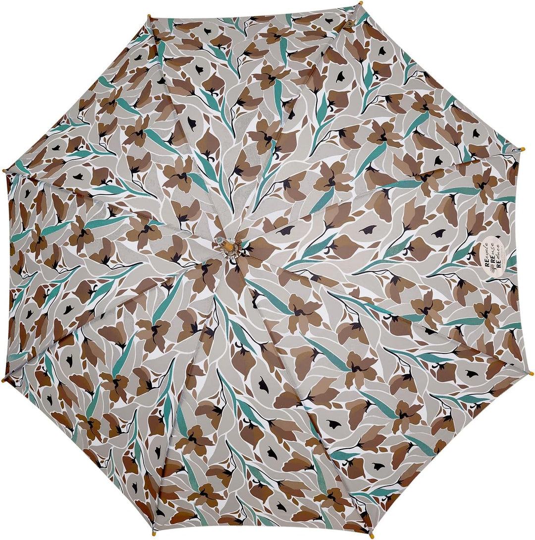 PERLETTI GREEN Regenschirm Gross Ökologisch Damen - Regen Stockschirm Automatik Eco Naturverbunden U
