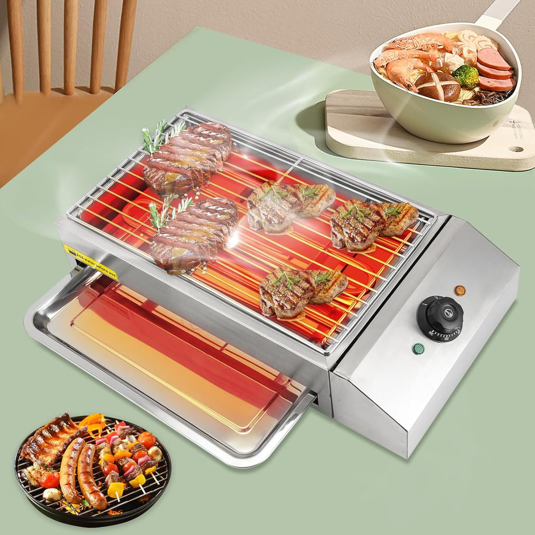Elektrischer Grill, tragbarer Elektrogrill und elektrischer Fleischgrill - einstellbare Temperatur,