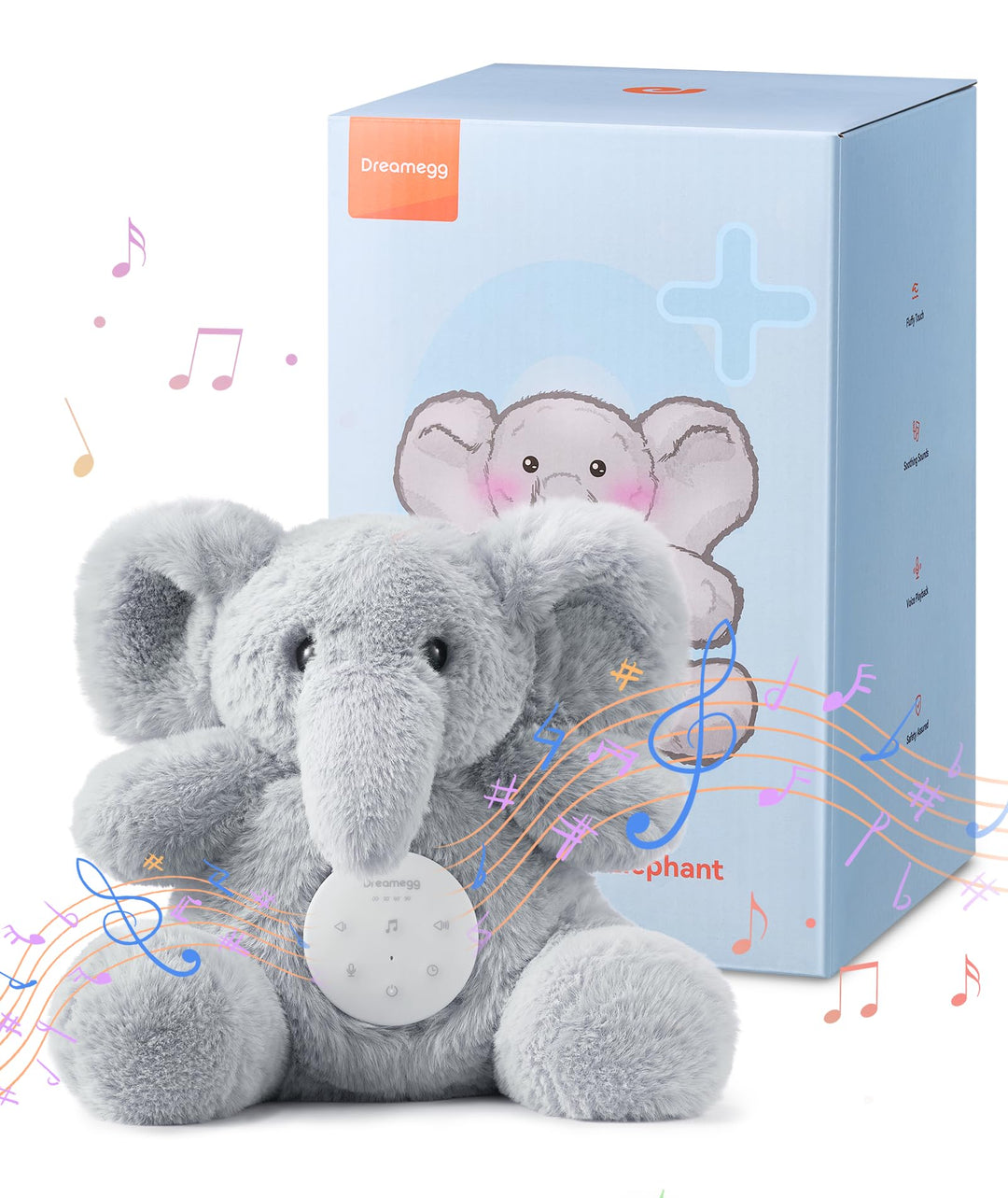 Dreamegg Einschlafhilfe Babys mit 21 Sounds & Aufnahmefunktion | Kuscheltier Baby mit Abnehmbares So