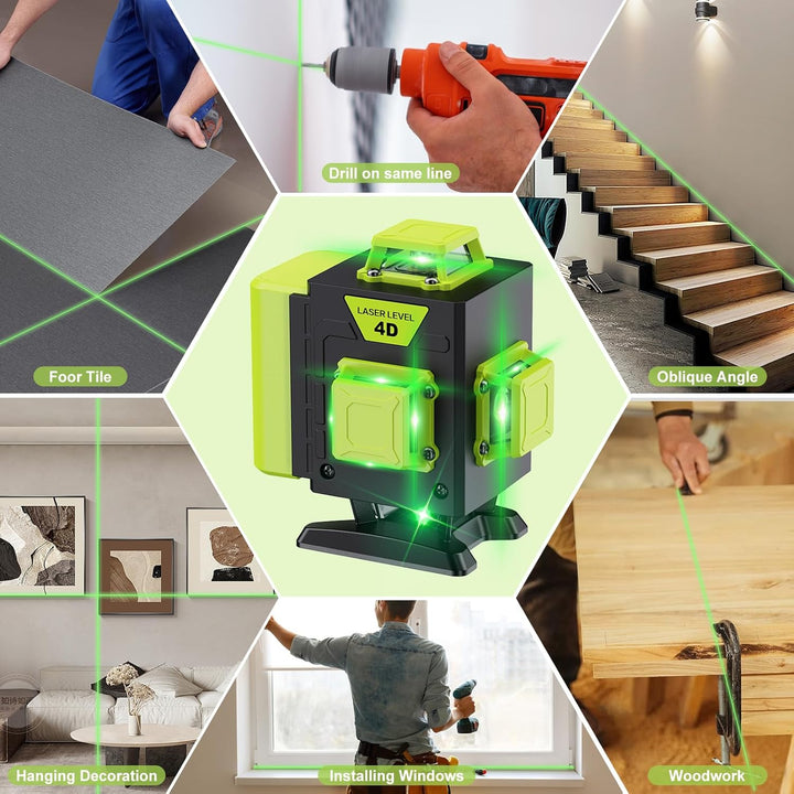 Kreuzlinienlaser Grün 16 Linien Nivellierlaser, 4 x 360 ° Laser wasserwaage, linienlaser kreuzlaser