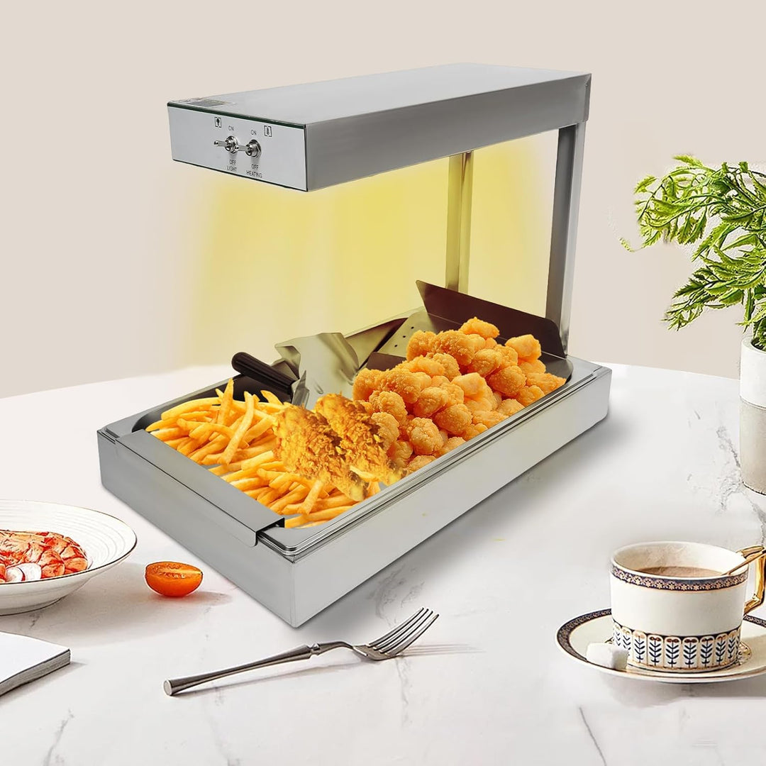 Pommes Frites Wärmer, 750W Wärmebrücke Speisenwärmer, Pommes Frites Wärmelampe Der Heiztemperaturber