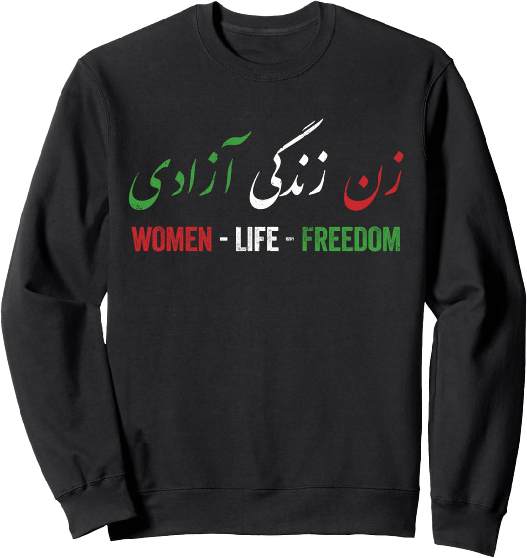 Women Life Freedom, Zan Zendegi Azadi, Flagge des Irans, dunkel Sweatshirt