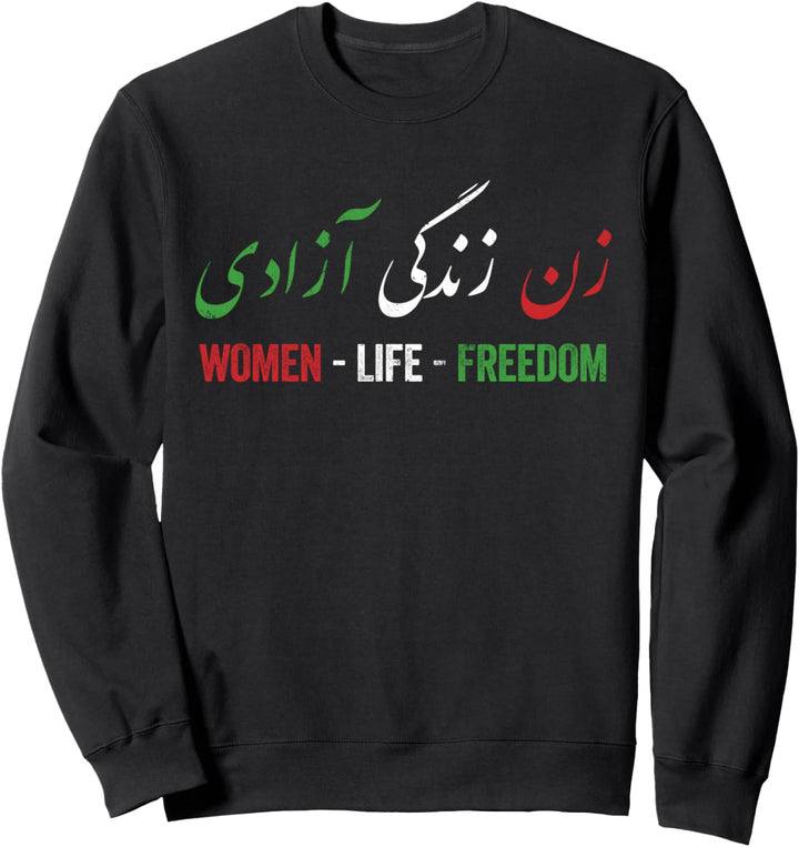 Women Life Freedom, Zan Zendegi Azadi, Flagge des Irans, dunkel Sweatshirt