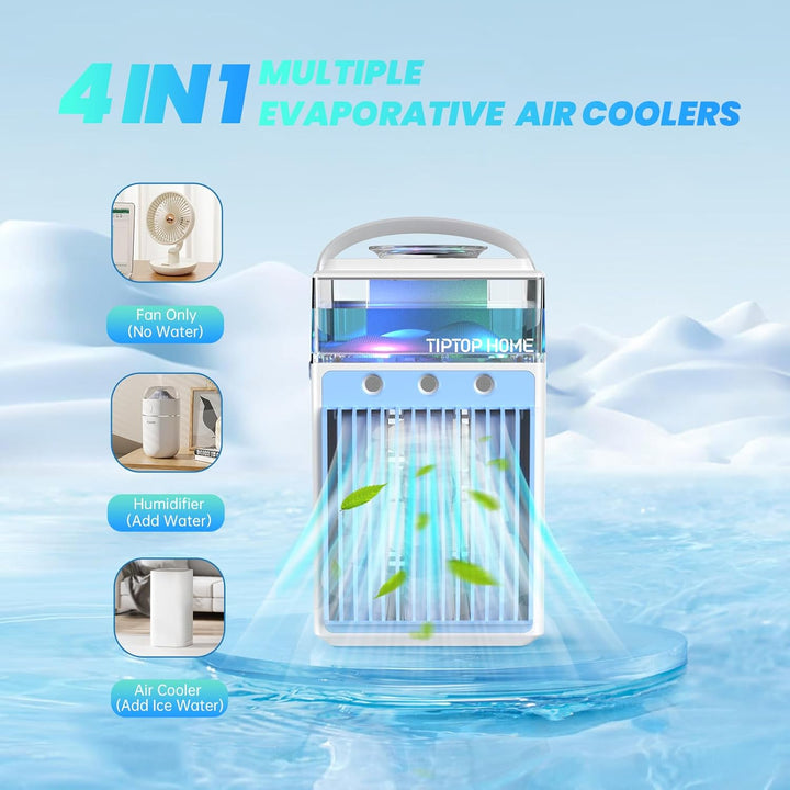 Mobile Klimaanlage, 5 in 1 Mini Klimagerät mit App-Steuerung, Persönlich Ventilator mit 800ml Wasset