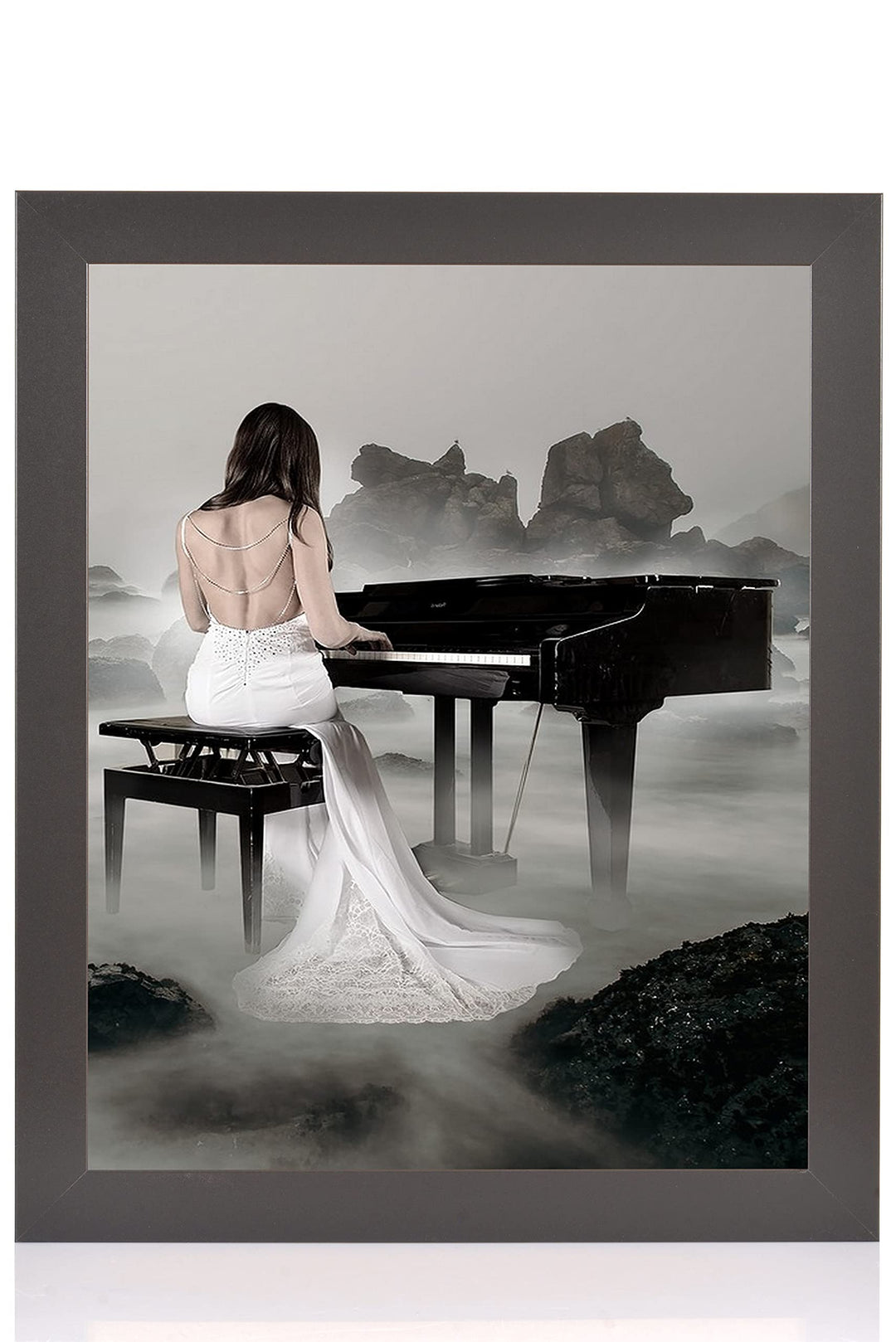 rahmengalerie24 Bilderrahmen 37,5x98 cm New Rio Rahmen schwarz Holz Acrylglas ohne Passepartout Port