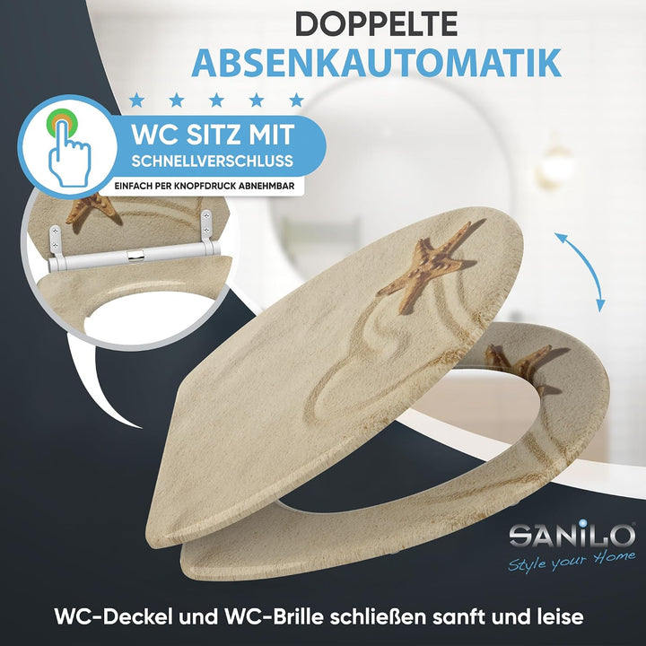 WC Sitz mit Absenkautomatik, hochwertige Oberfläche, einfache Montage, stabile Scharniere, Sandy, Sa