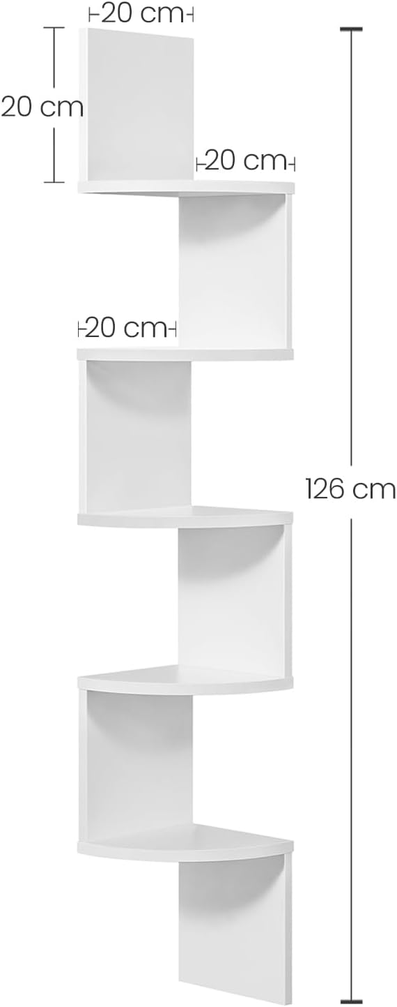 VASAGLE Eckregal, Wandregal 5 Ebenen, Schweberegal für Bücher, Bücherregal, Pflanzenregal für Schlaf
