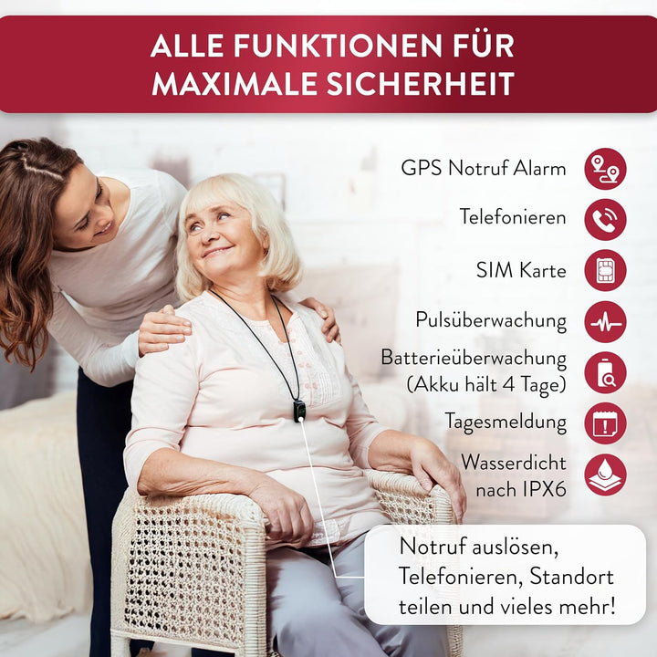 tellimed Solino PRO 4G GPS Senioren Notruf Uhr mit Telefonfunktion, SIM Slot & ohne ABO - Einfache B