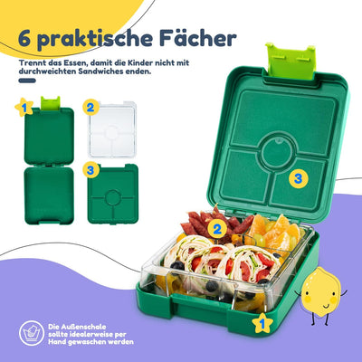 schmatzfatz Easy Bento Lunchbox für Kinder, BPA-frei, Lunchbox mit 4 Fächern, leicht zu öffnen und z