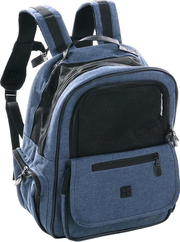 Hunderucksack - Rucksack Wiro Blau – 40x25x41cm – Polyester – Öffnungen vorn/Oben – Abnehmbarer Bode