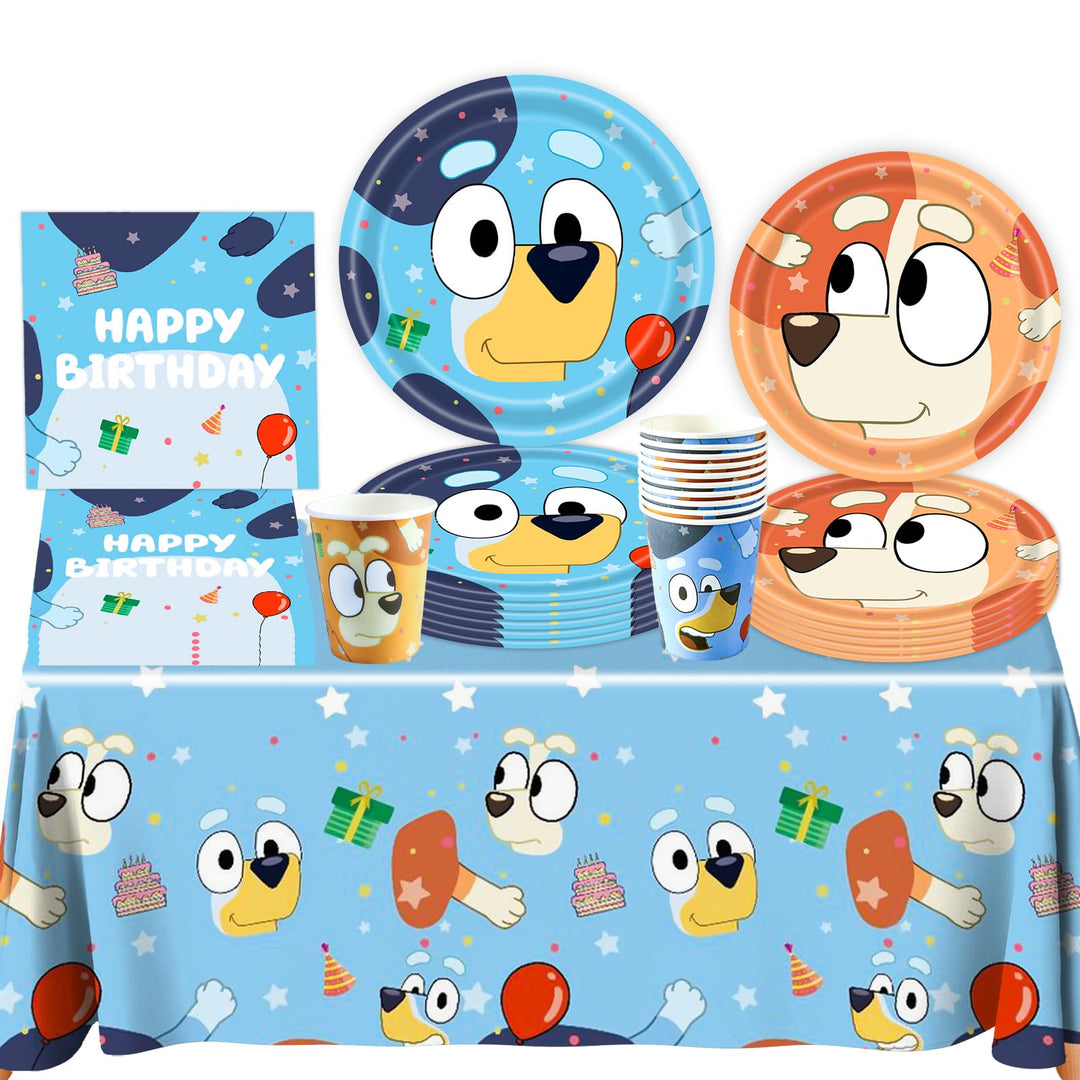 Pappteller Kindergeburtstag Deko- Blau Dog Geburtstag Deko Birthday Partygeschirr Set Geburtstagsdek