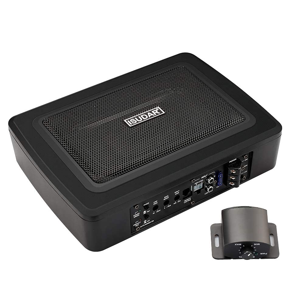 ISUDAR 9 Zoll schlanker Max 600W Subwoofer Aktiv Powered Untersitz-Auto Audio Subwoofer eingebautem