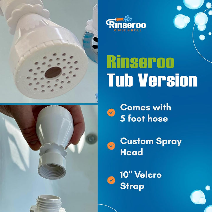 Rinseroo Badewannen-Wasserhahn-Sprühaufsatz Ultra-Flex Slip-On Hund Brauseschlauch Adapter Tragbarer