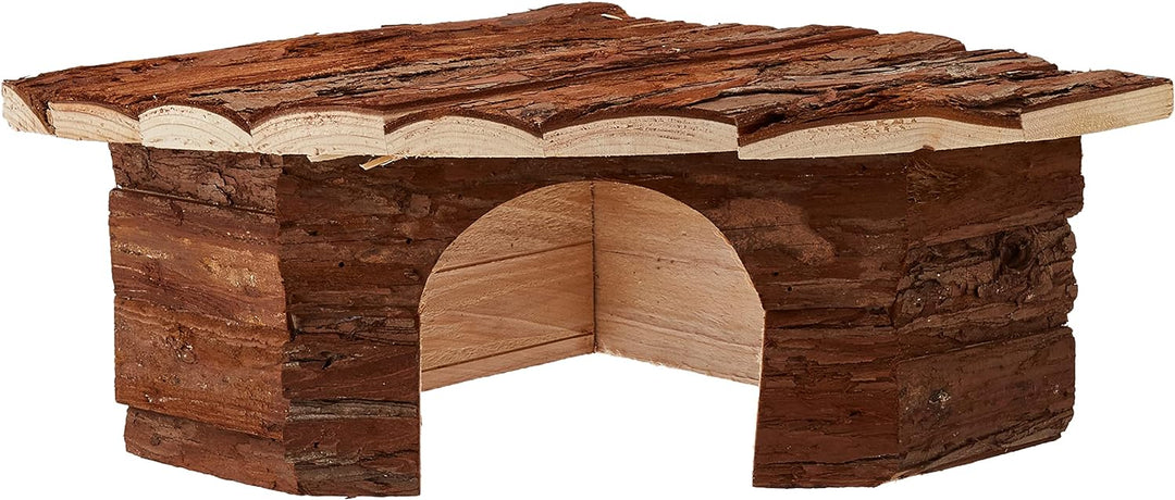 Croci Wood Eckhaus - Haus für Nagetiere und Meerschweinchen, Eckunterstand aus Holz, Zubehör für Ham