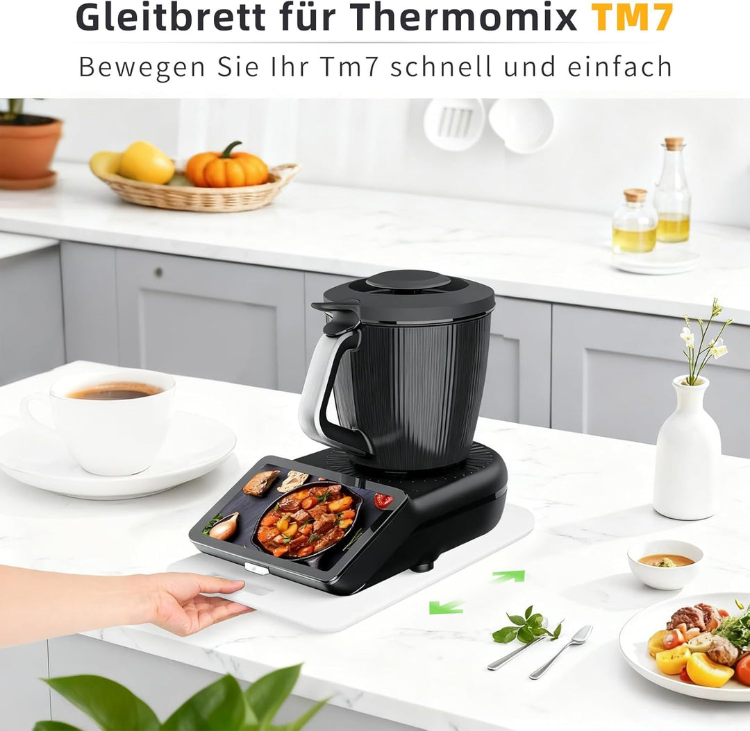 Gleitbrett für Thermomix TM7, Acryl Brett für Thermomix Zubehör TM7 mit Rollen, Müheloses Verschiebe