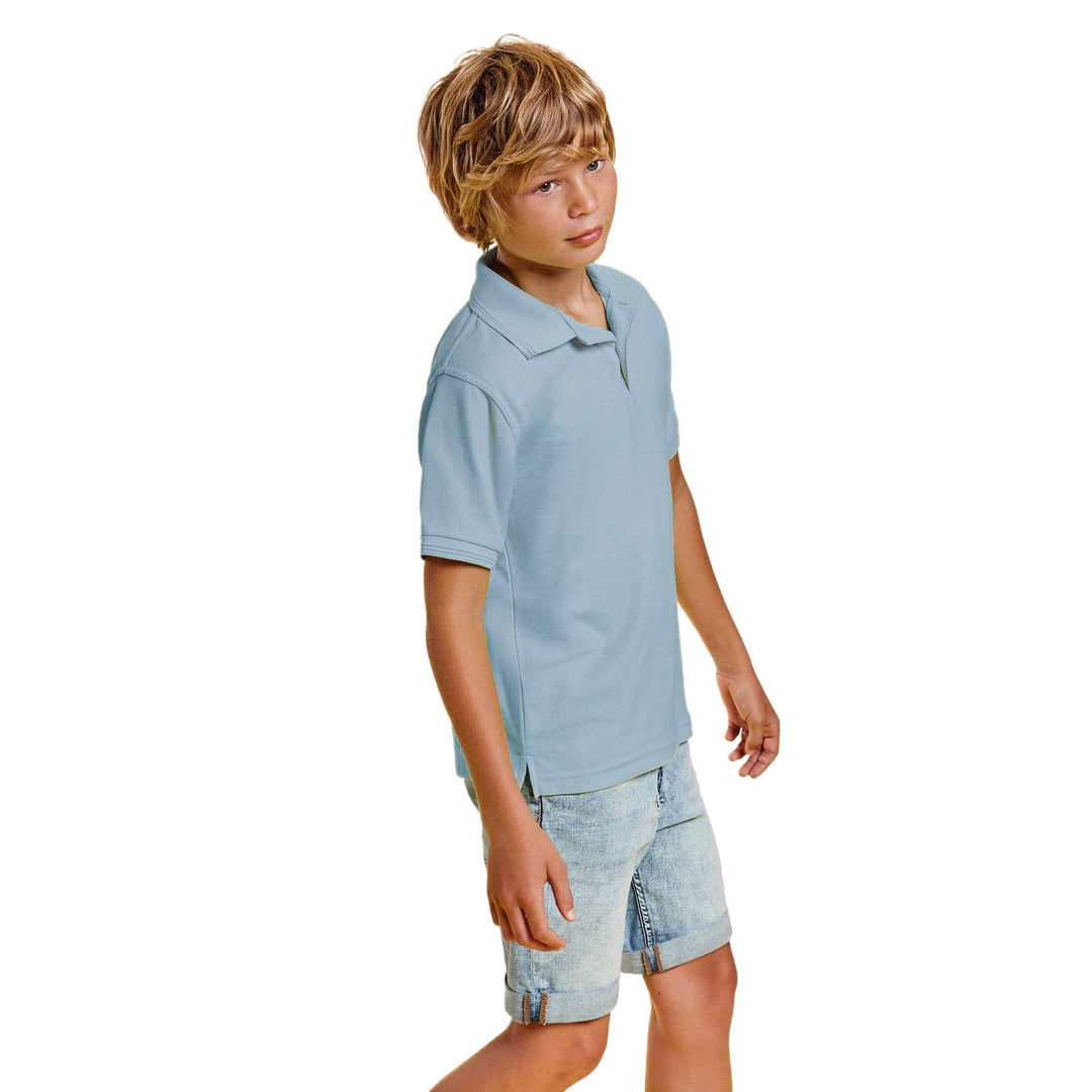Poloshirt für Kinder, 100 % Baumwolle, mit kurzen Ärmeln, geripptem Kragen, Patte und drei Knöpfen,