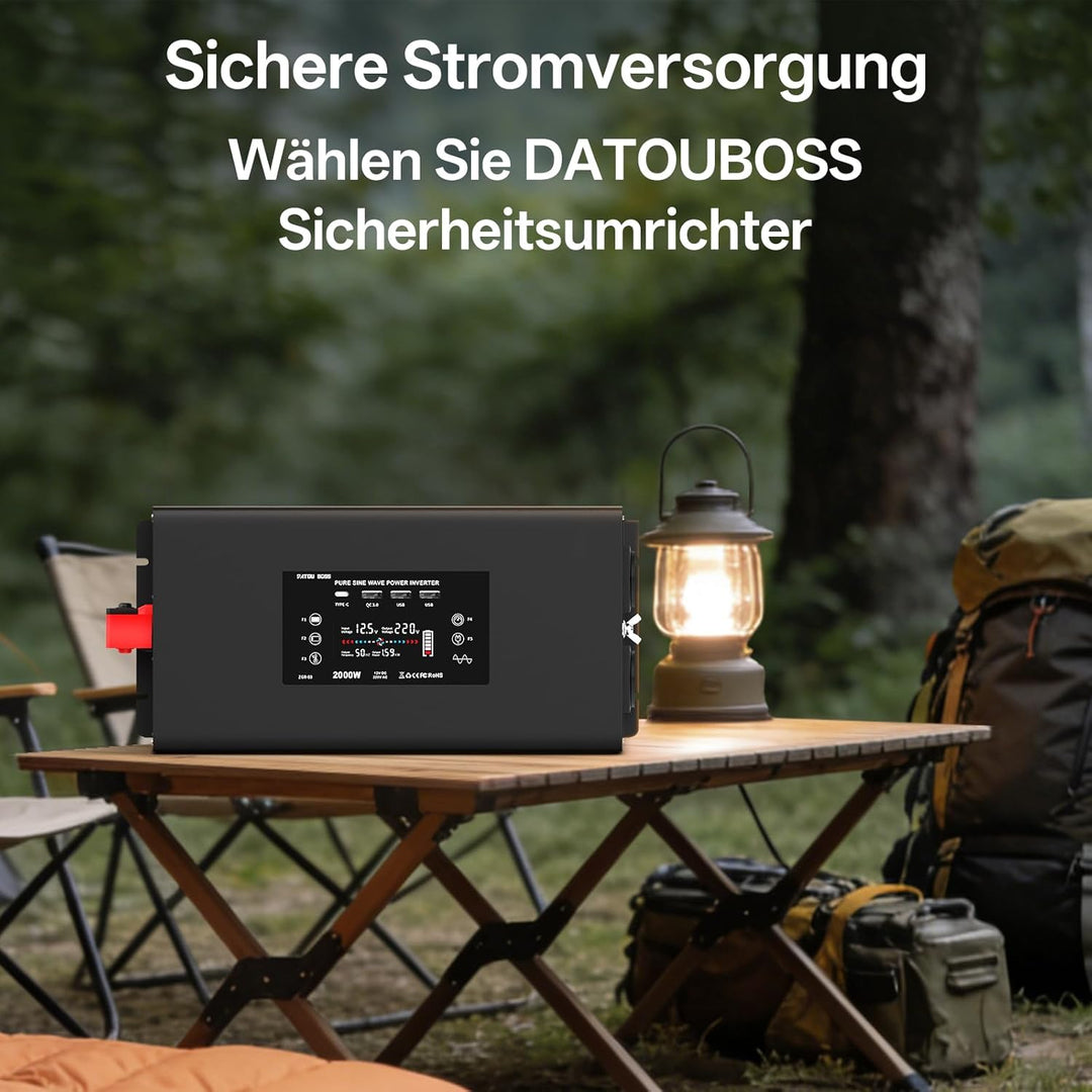 2000W Wechselrichter Reiner Sinus 12v auf 230v - Fernbedienung Spannungswandler mit 3 USB Ports 2 EU