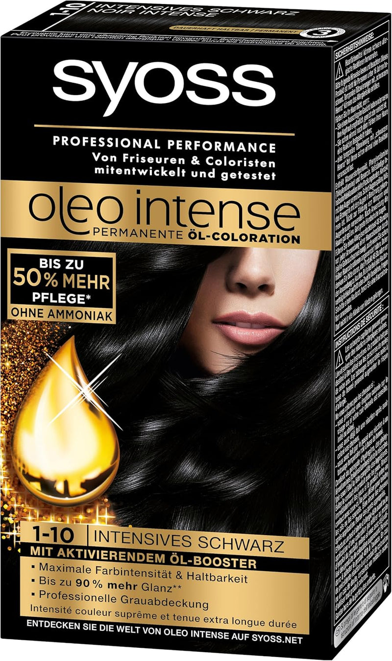 Syoss Oleo Intense Coloration, 1-10 Schwarz, 3er Pack (3 x 115 ml), 1-10 Schwarz