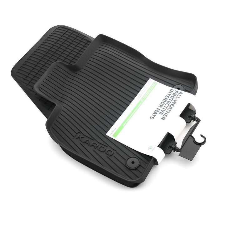 Skoda 57B061502 Gummi Fussmatten 2X Gummimatten vorn schwarz Original Allwettermatten mit Schriftzug