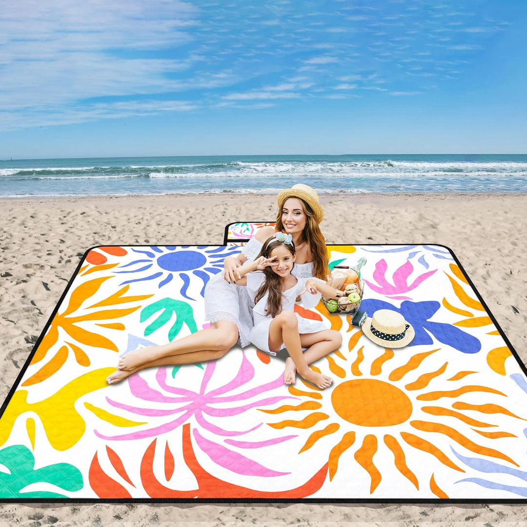 Picknickdecke XXL 200x200 cm,Stranddecke wasserdicht sandfrei, faltbare Strandmatte aus waschbarem D