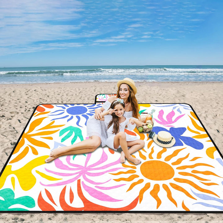 Picknickdecke XXL 200x200 cm,Stranddecke wasserdicht sandfrei, faltbare Strandmatte aus waschbarem D