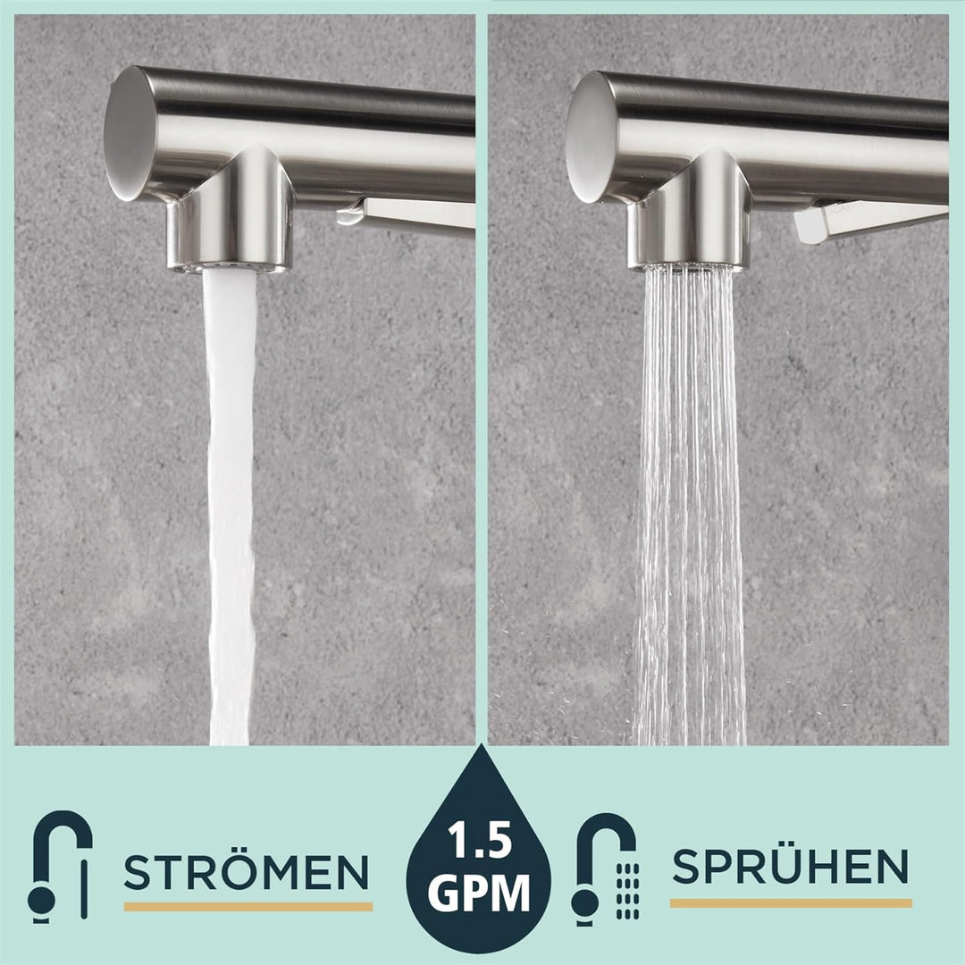 FORIOUS Wasserhahn, Hochdruck Küchenarmatur mit Brause Ausziehbar Armatur, Mischbatterie Spültischar