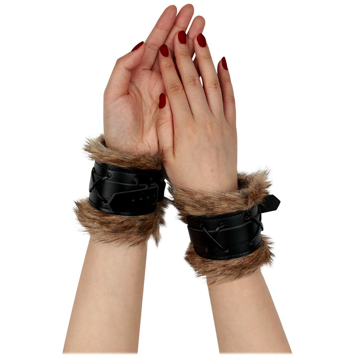 keland 1 Paar Wikinger Pelz Leder Armschienen Armschutz Mittelalter Armbänder für Damen Herren (X-Sc
