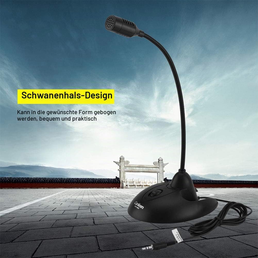 Richer-R Flexibles PC-Tischmikrofon, Flexible Schwanenhals Desktop Microphone 3,5mm Klinke,rutschfes