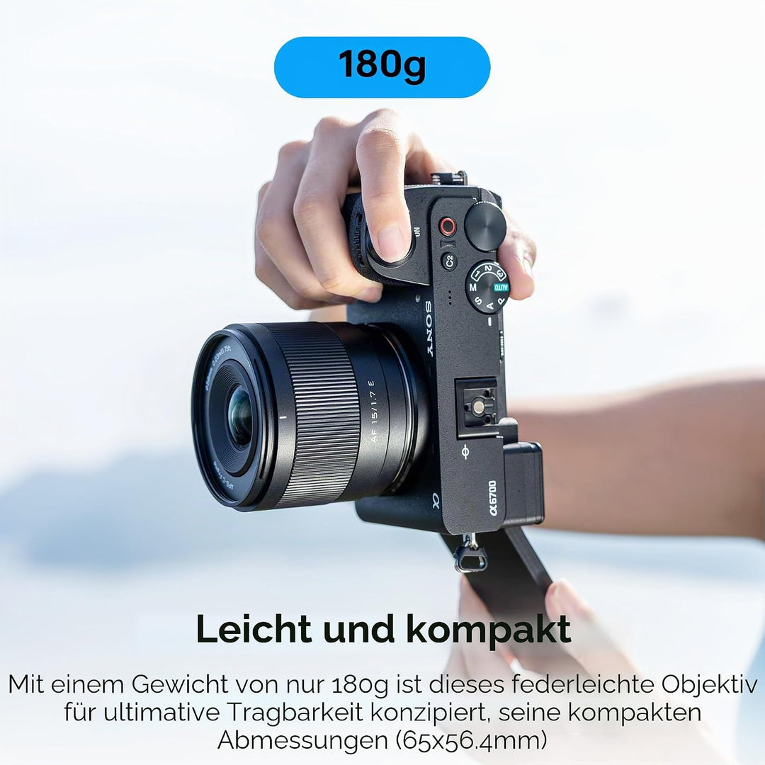 VILTROX AF 15mm F1.7 Air E Objektiv für Sony E-Mount, f/1.7 APS-C Autofokus Festbrennweite, kompatib