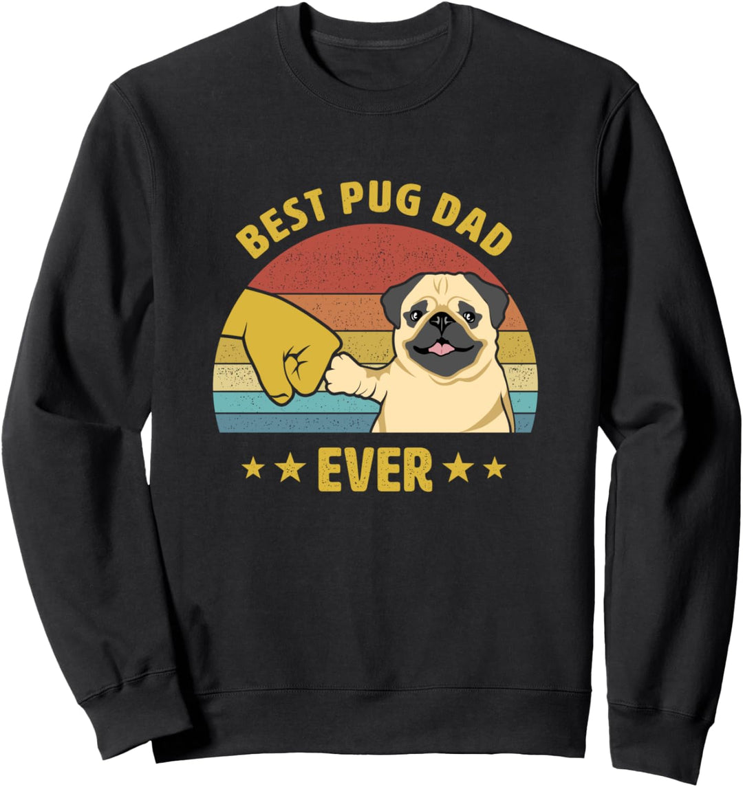 Bester Mops Papa Retro Vintage Welpen Design Hunde Vater Sweatshirt