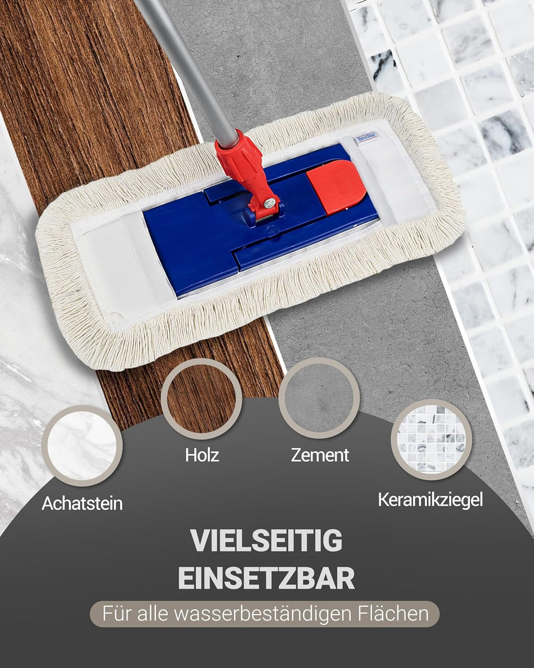 10 Stück 50cm Profi Baumwolle Wischmop Baumwollmop Bodenwischer Wischmopp Prime Mop Best 50 cm
