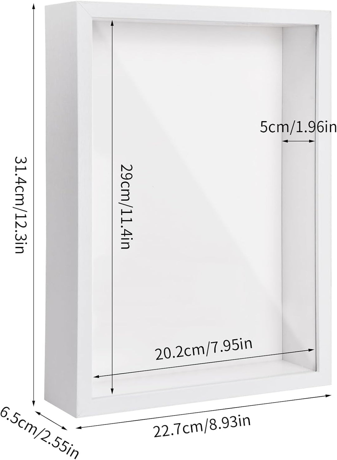 PTJJXA 3D Bilderrahmen zum Befüllen, 3D Tief Objektrahmen A4, Schattenbox Vitrine Rahmen mit Transpa